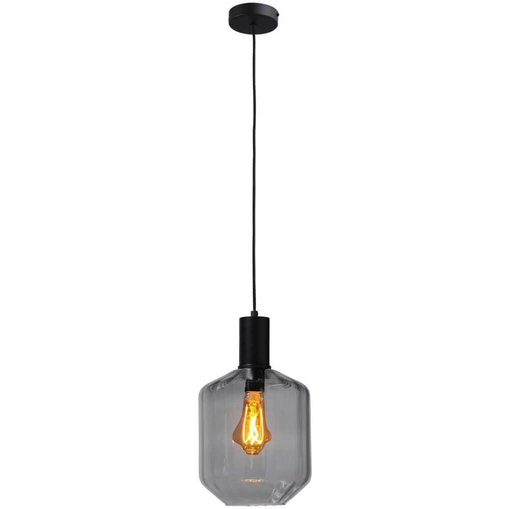 Lampe suspendue noire Porto avec verre fumé Jagger - Ø 19cm Masterlight 8718121269351