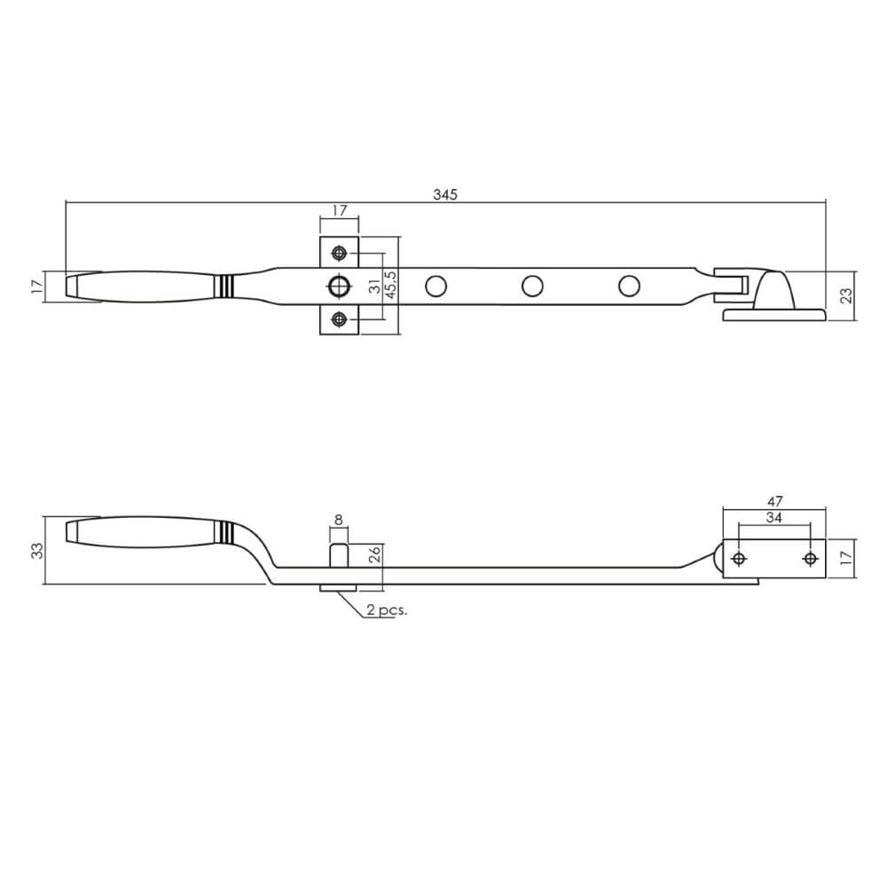 Support de fenêtre Ton avec goupille de réglage en laiton laqué Intersteel 8714186473290