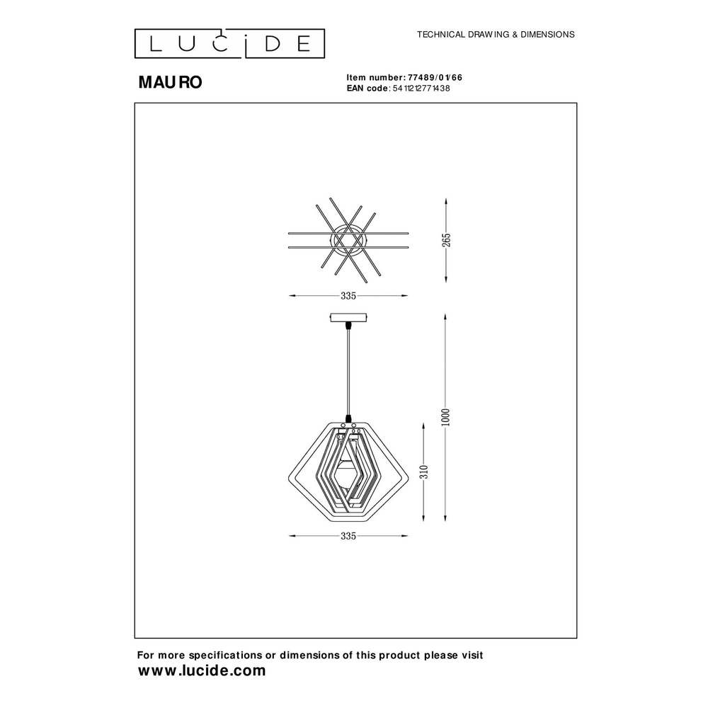 Lampe suspendue pour la chambre des enfants Mauro rose Lucide 5411212771438