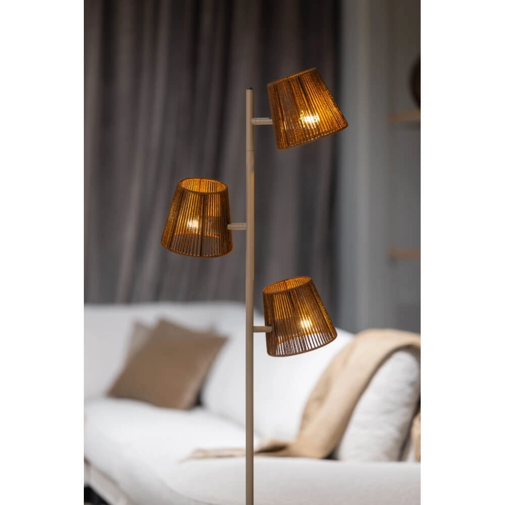 Lampadaire Daan marron avec capuchons en rotin ETH 8720195309338