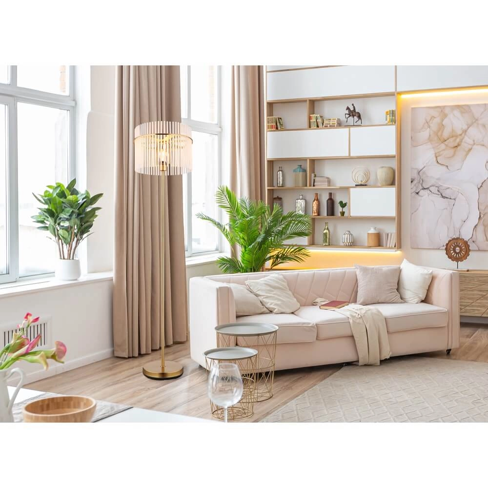 Lampadaire doré Gorley avec verre Ø 38cm Globo 9007371446810