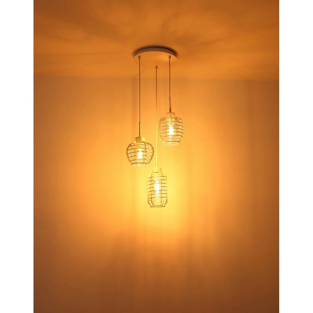 Lampe pendante à 3 lampes Nesa Blanc Globo 9007371572212