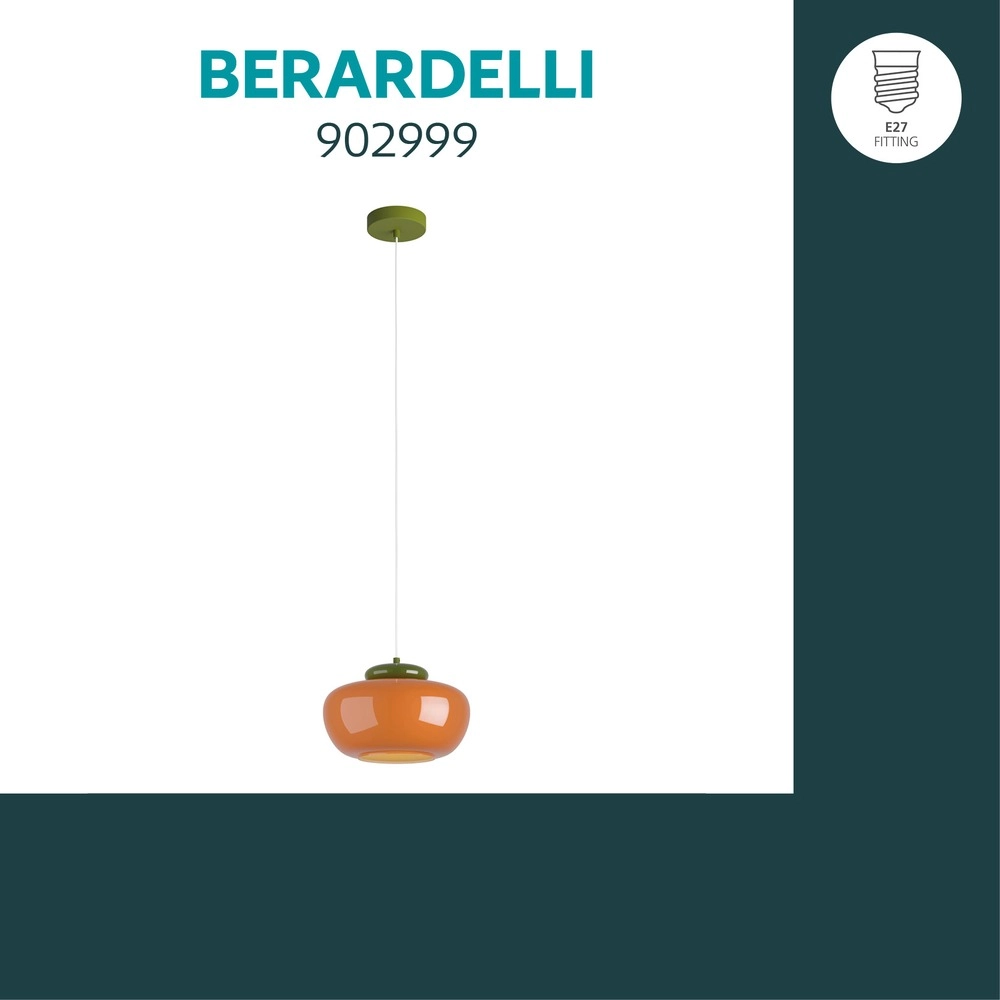 Lampe pendante de conception Berardelli orange avec vert Ø 30cm Eglo 9008606404964