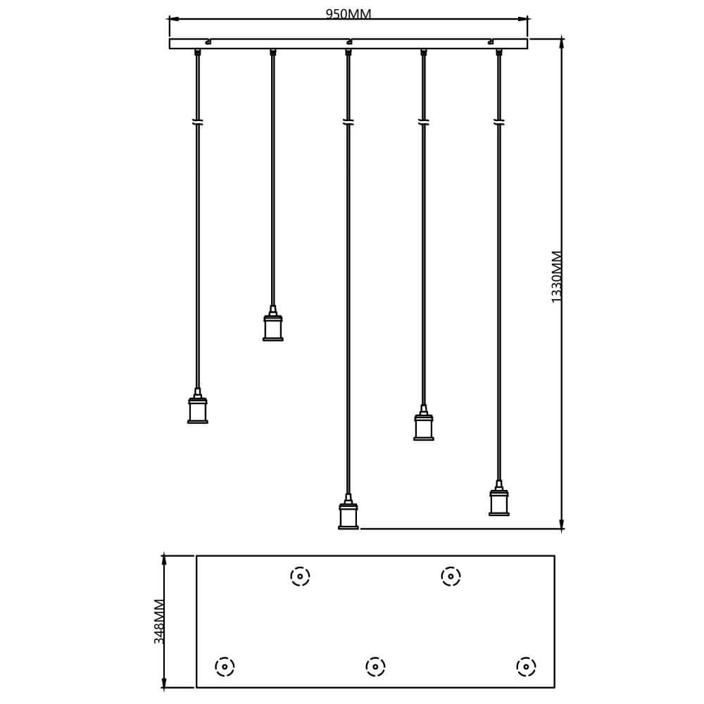 Lampe suspendue Darcia avec 5 pendules Brilliant 4004353411694