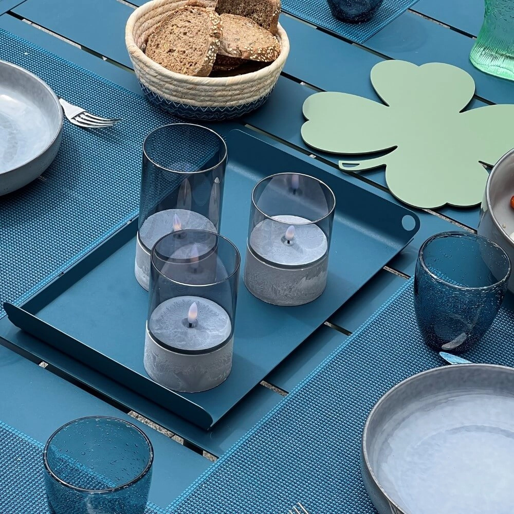 Ensemble de 3 lampes de table Bougie verre de fumée Brilliant 4004353428326