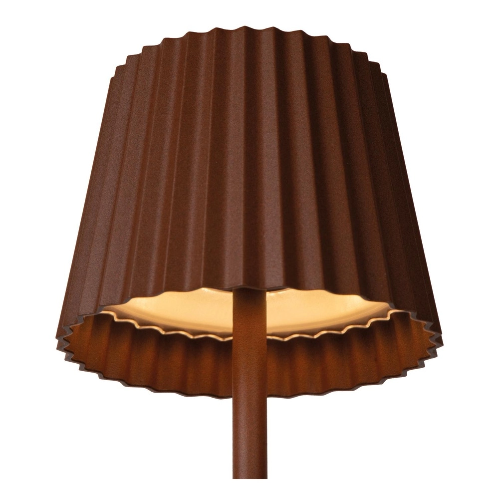 Lampe de table rechargeable Justine Bruit rouille avec station de recharge Lucide 5411212272195