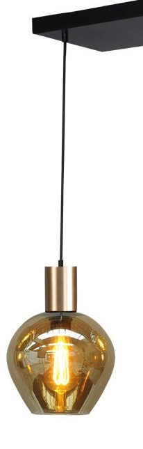 Lampe suspendue noire avec de l'or Bounty Verre rond à 6 lumières Masterlight 8718121247892