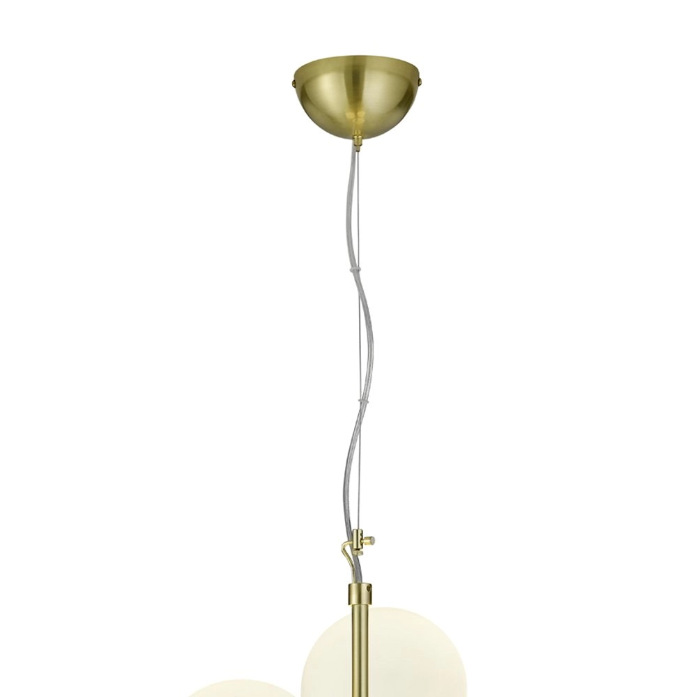 Lampe à suspension Pure laiton mat avec boules blanches Trio 4017807436112