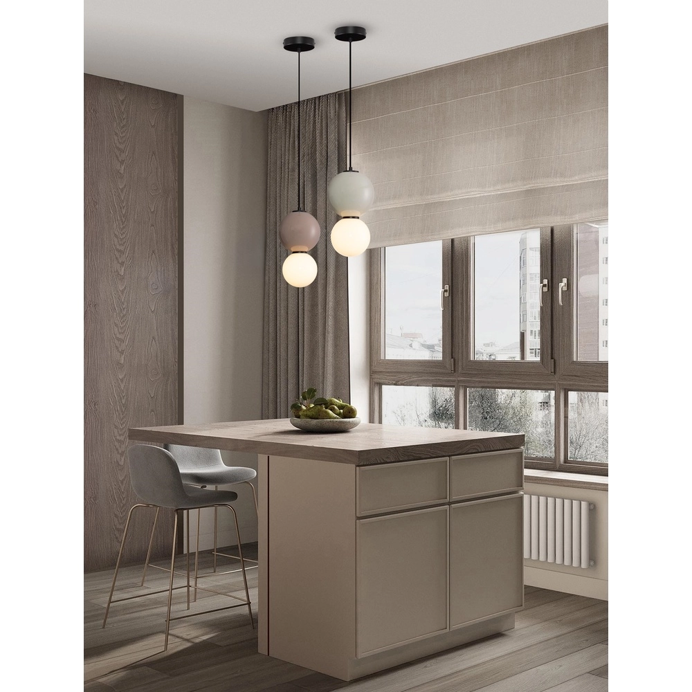 Suspension Noesis Ø 18cm gris clair avec blanc Lyora 5212017483652