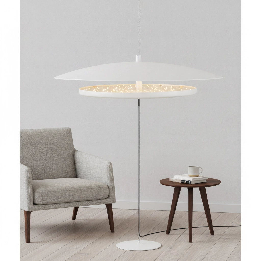 Lampadaire design Olos Ø 35cm blanc