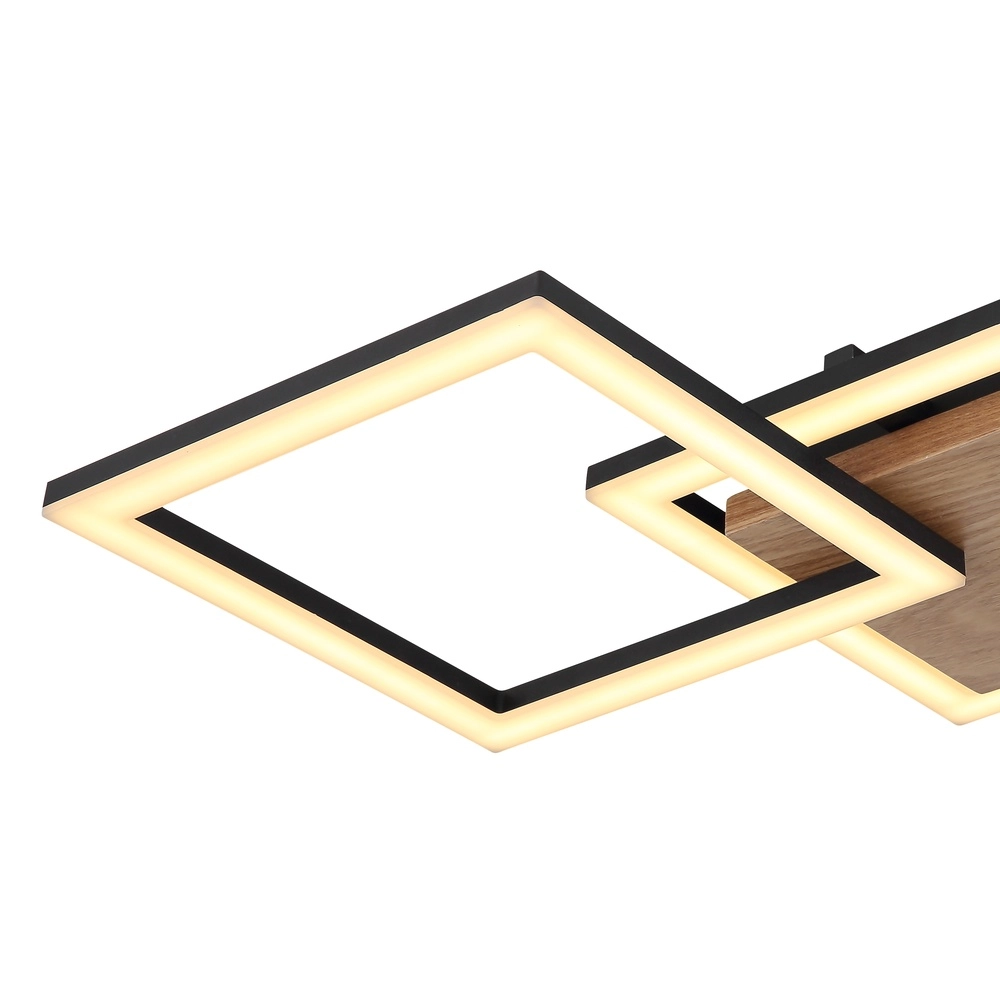 Lampe de plafond Kerry noir avec un aspect bois Globo 9007371443222