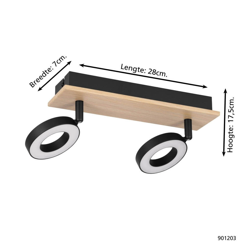 Lumière LED de plafond Rielves 2-lumière avec bois Eglo 9008606313716