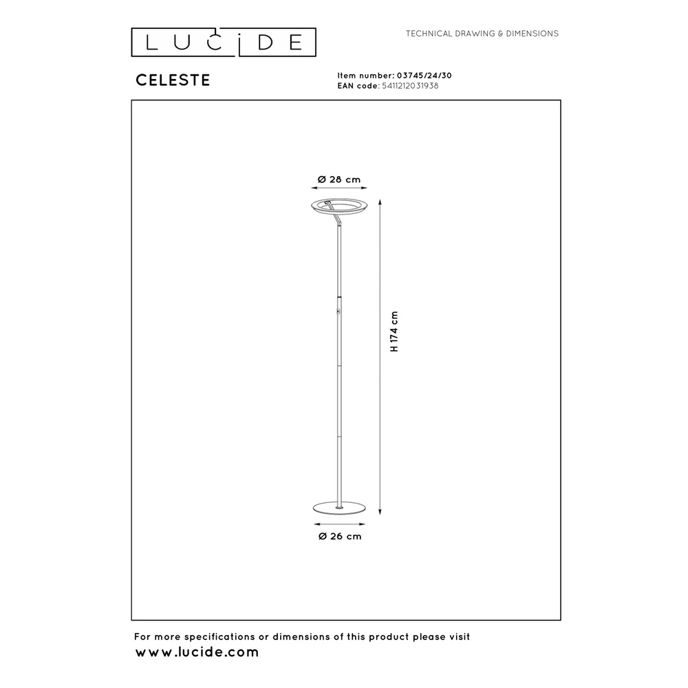 Lampadaire de conception Celeste noir Ø 28cm Lucide 5411212031938