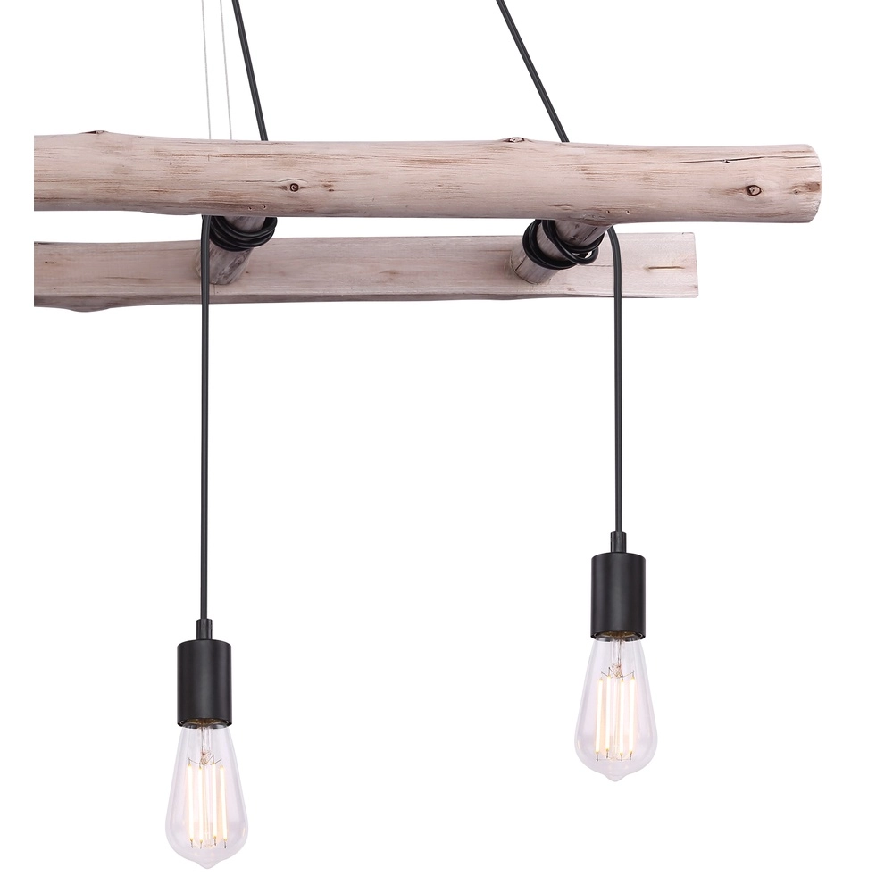 Lampe suspendue à 4 lumières Irmgard bois 190cm Globo 9007371398577