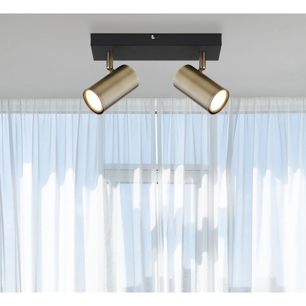 Lampe de plafond à deux lampes Robby noir avec bronze Globo 9007371439980