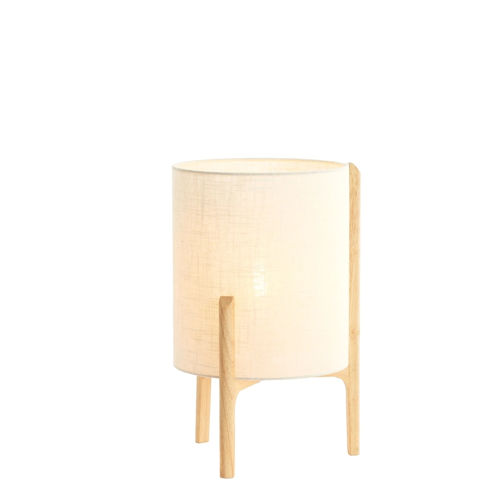 Lampe de table Litto Ø 28cm - aspect bois avec lin naturel Light & Living 8717807792701
