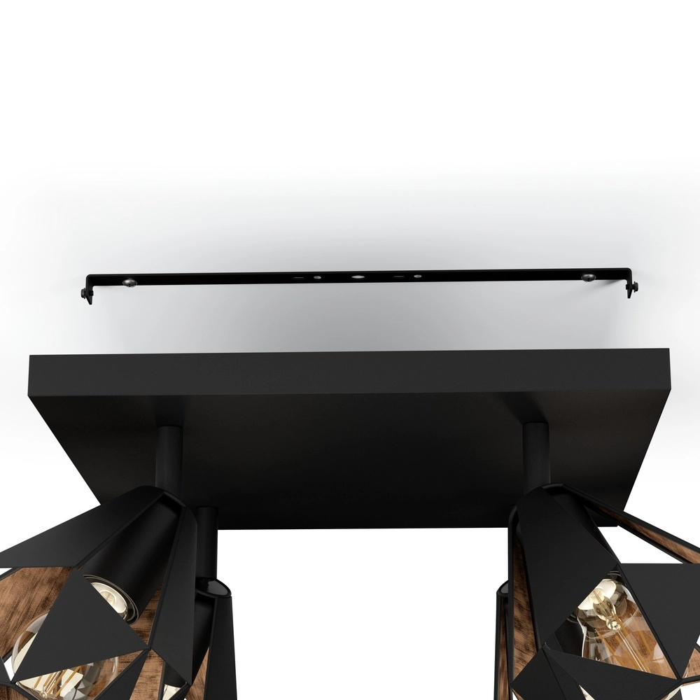 Lampe de plafond noire Carlton 7 4L - avec cuivre Eglo 9002759437183