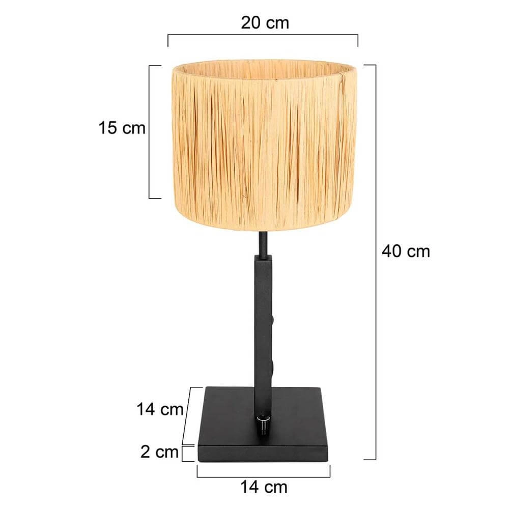 Lampe de table Stang noir avec abat-jour paille Steinhauer 8712746172072