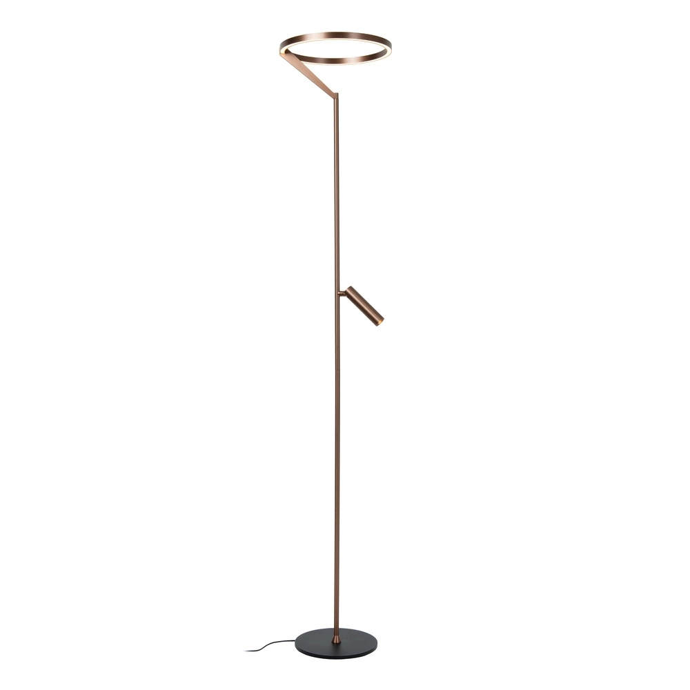 Lampe de pied élégante avec lampe de lecture Applause Cuivre brossé - LED