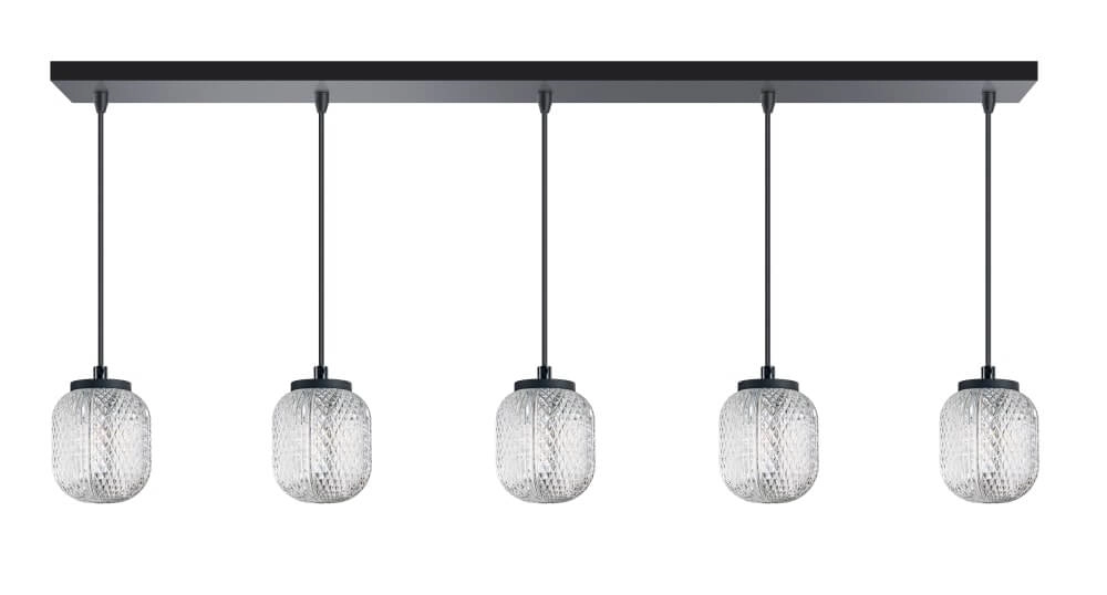 Suspension droite Kristel 5 lumières noir Suspension droite Kristel 5 lumières noir