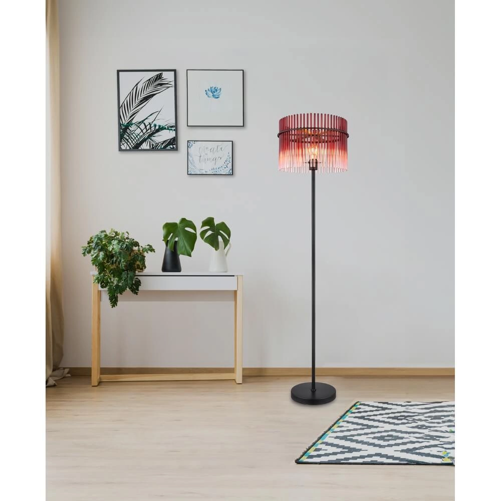 Lampadaire noir Gorley avec verre rouge Ø 38cm Globo 9007371474950