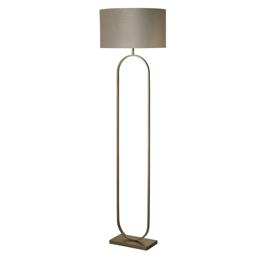 Lampadaire Modish bronze avec abat-jour taupe Lampadaire Modish bronze avec abat-jour taupe