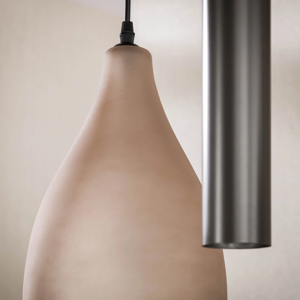 Lampe pendante élégante Cocoon avec du verre dépoli Lyora 8716803511934