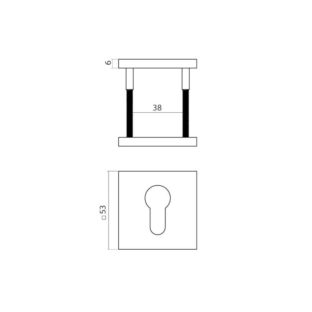 Lot de 2 rosaces cylindriques Tira Carré Noir 53x53mm Intersteel 8714186695852