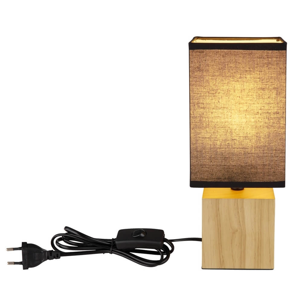 Lampe de table élégante Valentino Bois avec capot noir Globo 9007371432363