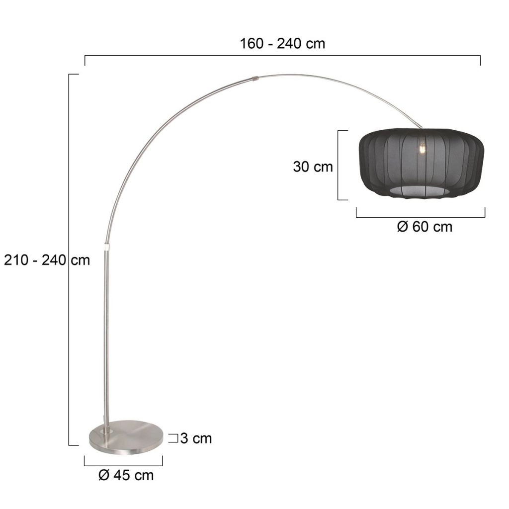 Lampe à arc Vela Lino avec teinte noire Ø60cm Steinhauer 8712746183535