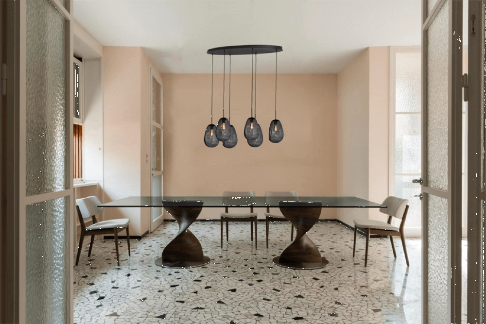 Lampe suspendue Lava Oval 6x verre fumé Ø 22,5cm Masterlight 8718121290140