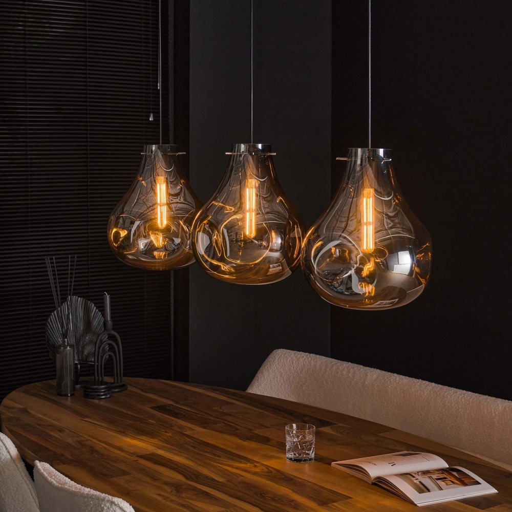 Lampe suspendue en verre fumé Dent 3-lumière Lyora 8716803511620