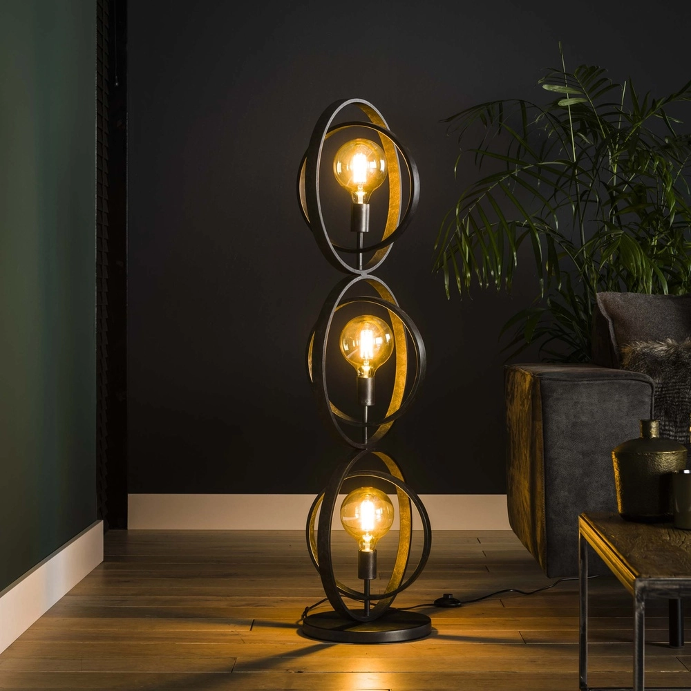 Lampe sur pied à 3 lumières en charbon Turn E27 - Ø 40cm Lyora 8716803513082
