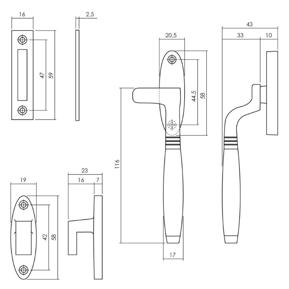 Fermeture de fenêtre Ton laiton laqué gauche Intersteel 8714186473245