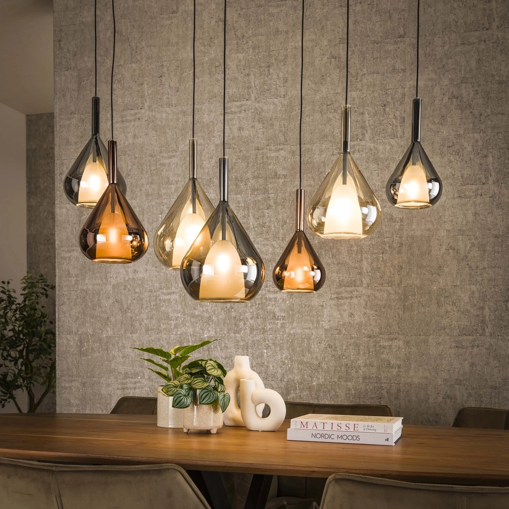 Lampe suspendue de table à manger à 7 lumières Wings Ø verre de 22 cm