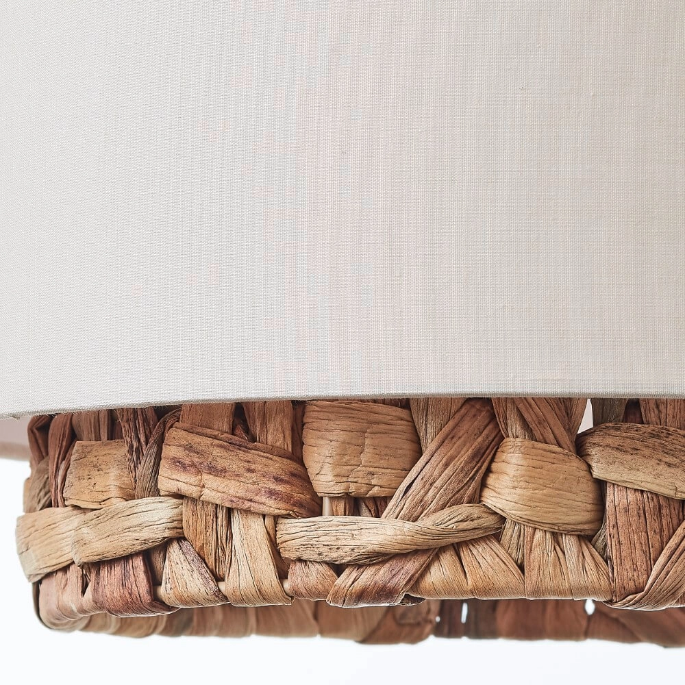 Lampe suspendue pour salle à manger Waterlilly rotin avec tissu blanc Brilliant 4004353411939