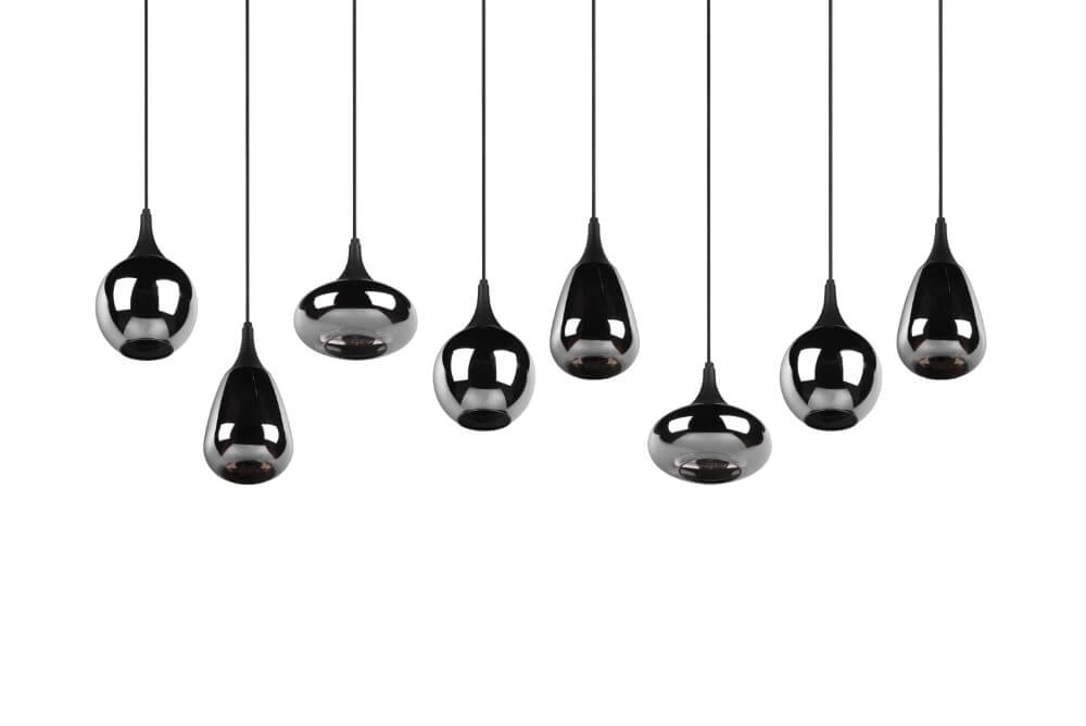 Lampe suspendue 8 lumières Lumina avec verre fumé Trio 4017807542301