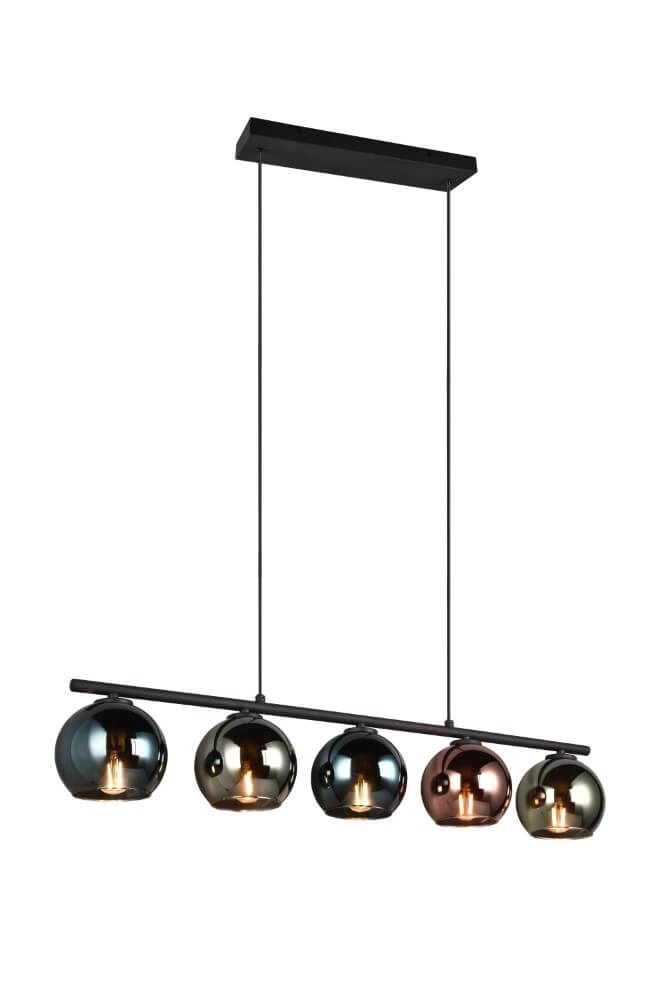 Lampe suspendue design Sheldon noir avec verre fumé Lampe suspendue design Sheldon noir avec verre fumé