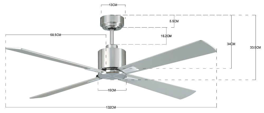 Ventilateur de plafond en acier inoxydable Airfusion Climate I Ø132cm Beacon 9333509087960