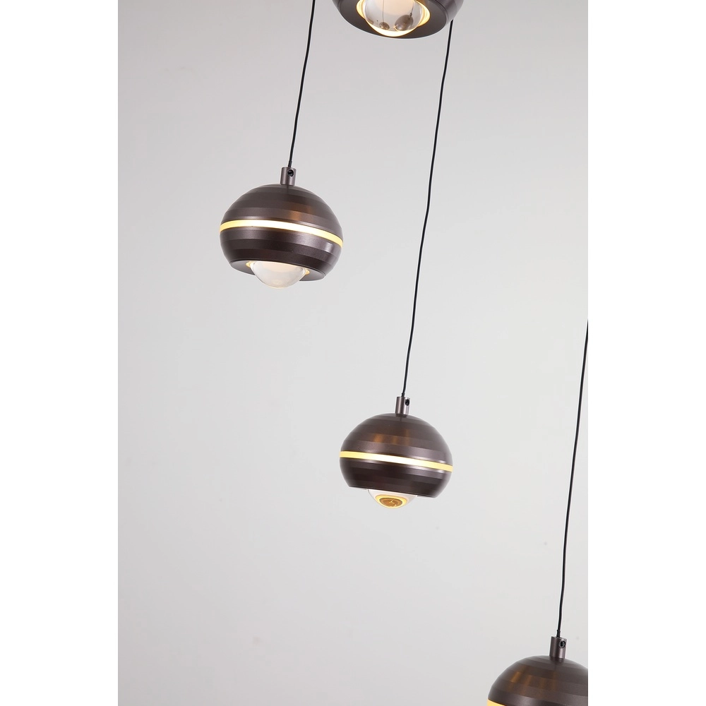 Lampe pendante de conception Meteor Nickel noir 5 clairs Searchlight 5,05342E+12