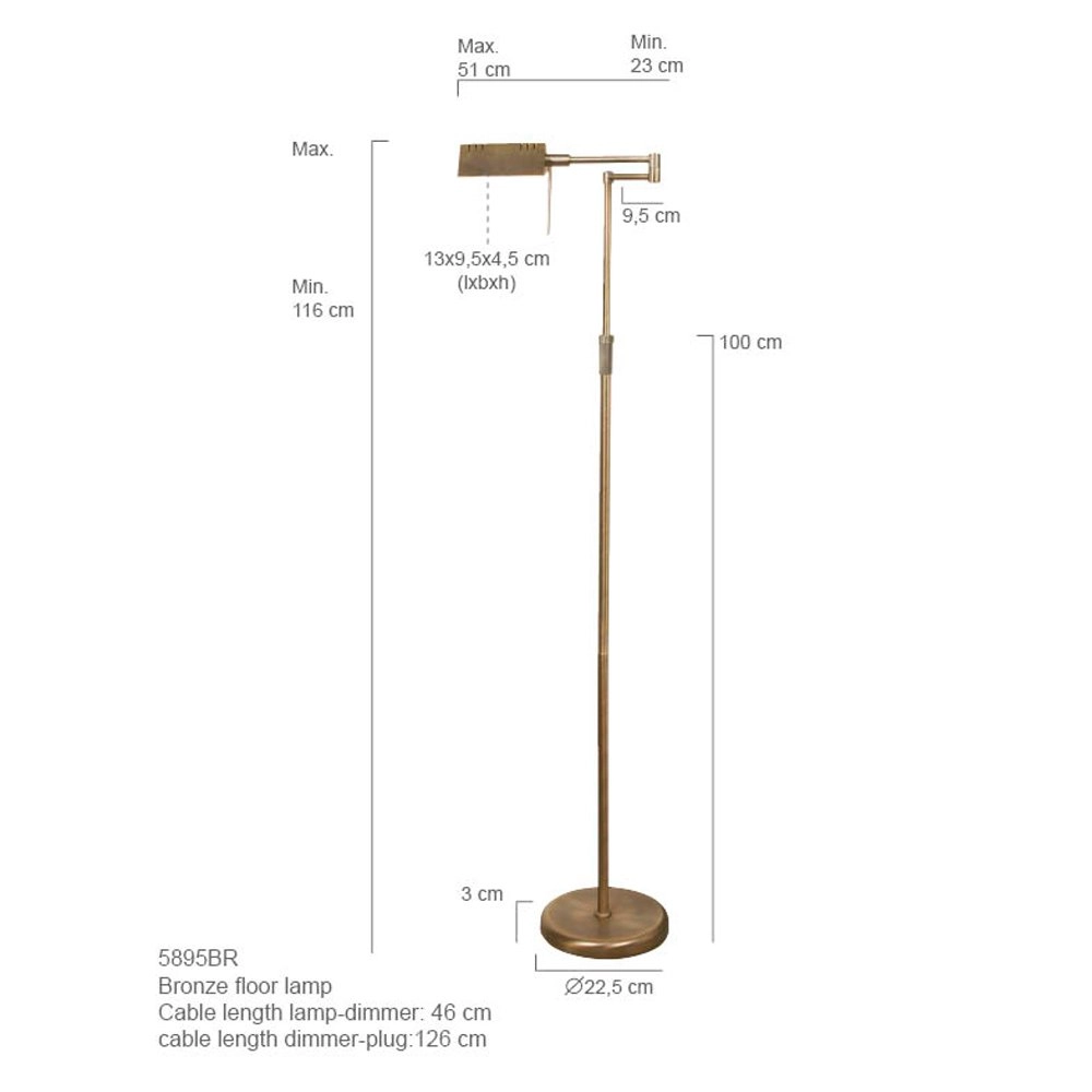 Lampadaire LED Mexlite brun bronze Steinhauer 8712746049541