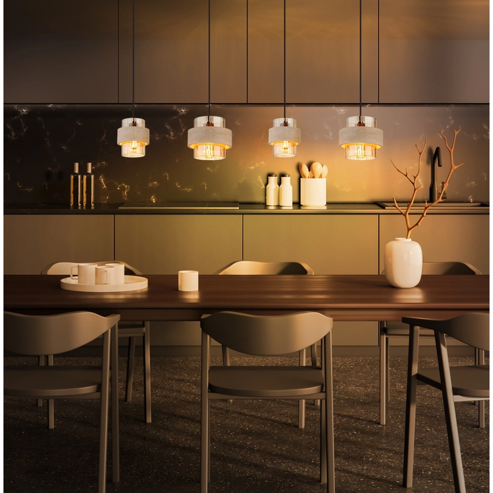 Lampe suspendue à 4 lumières Daren noir avec marbre Globo 9007371592654