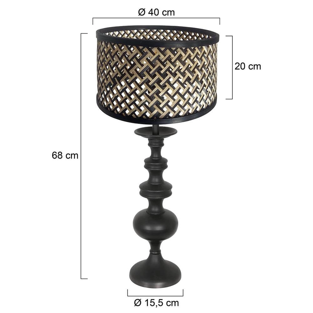 Lampe de table Lyons noir avec abat-jour en bambou Steinhauer 8712746172485