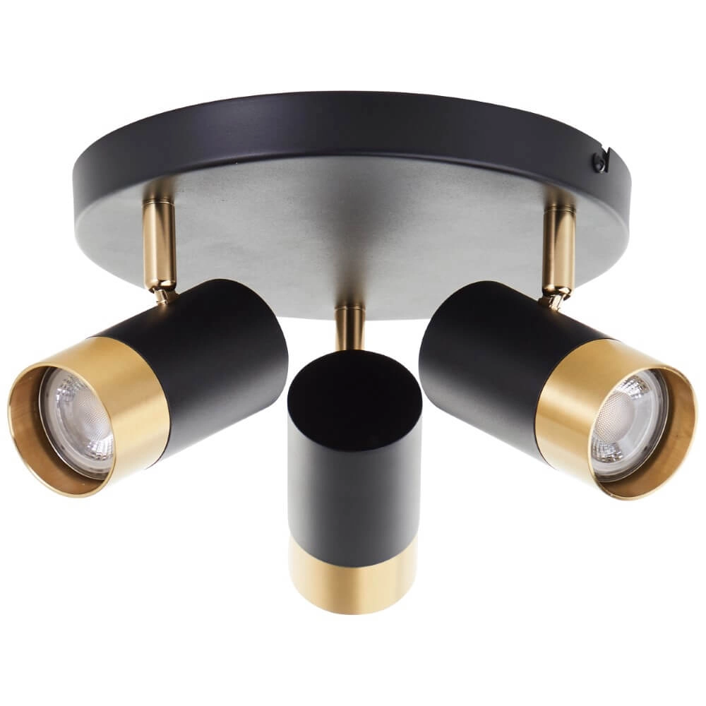 Spot en saillie 3 lumières Vigolo noir avec de l'or Brilliant 4004353441332