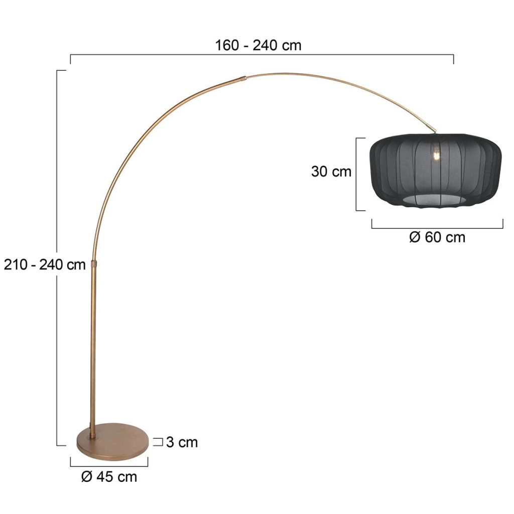 Lampe à arc en bronze Vela Lino avec teinte noire Ø60cm Steinhauer 8712746185690