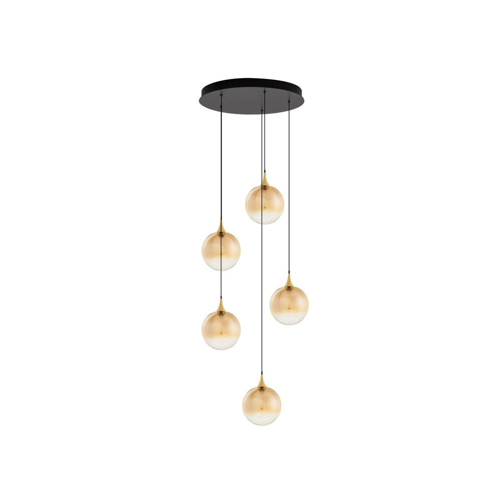 Suspension Orenda Verre rond ambré à 5 lumières Lyora 5212017477651