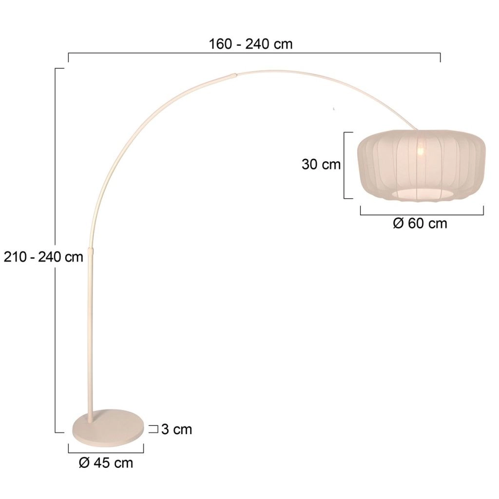 Lampe à arc brun sable Vela Lino avec une teinte crème Ø60cm Steinhauer 8712746185737
