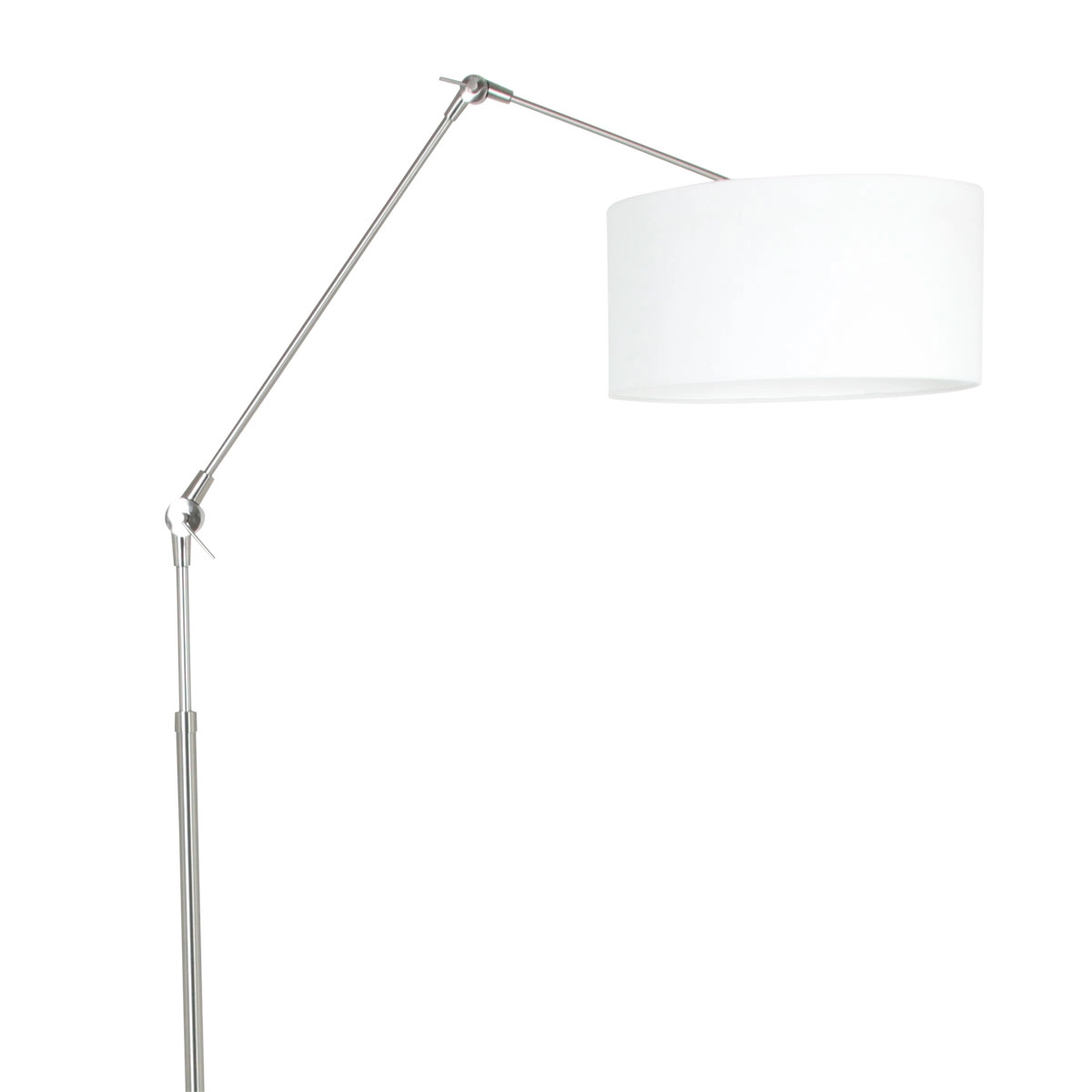 Lampe de lecture au sol Prestige Chic Acier inoxydable avec abat-jour en lin blanc 40 cm Steinhauer 8712746145724