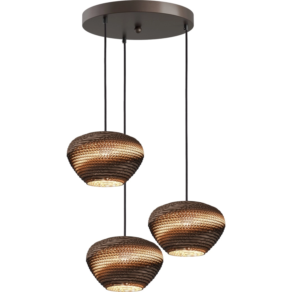 Lampe pendante à 3 lampes Cartone avec des cagoules Ø24 Think Paper