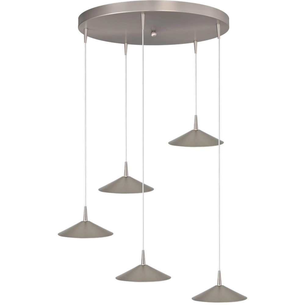Lampe suspendue à 5 lumières Ceppo nickel Ø rond 18 cm